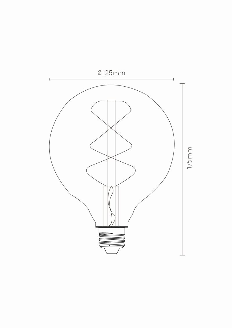 Lucide G125 - Žiarovka - Ø 12,5 cm - LED Rozm. - E27 - 1x5W 2200K - Jantárová